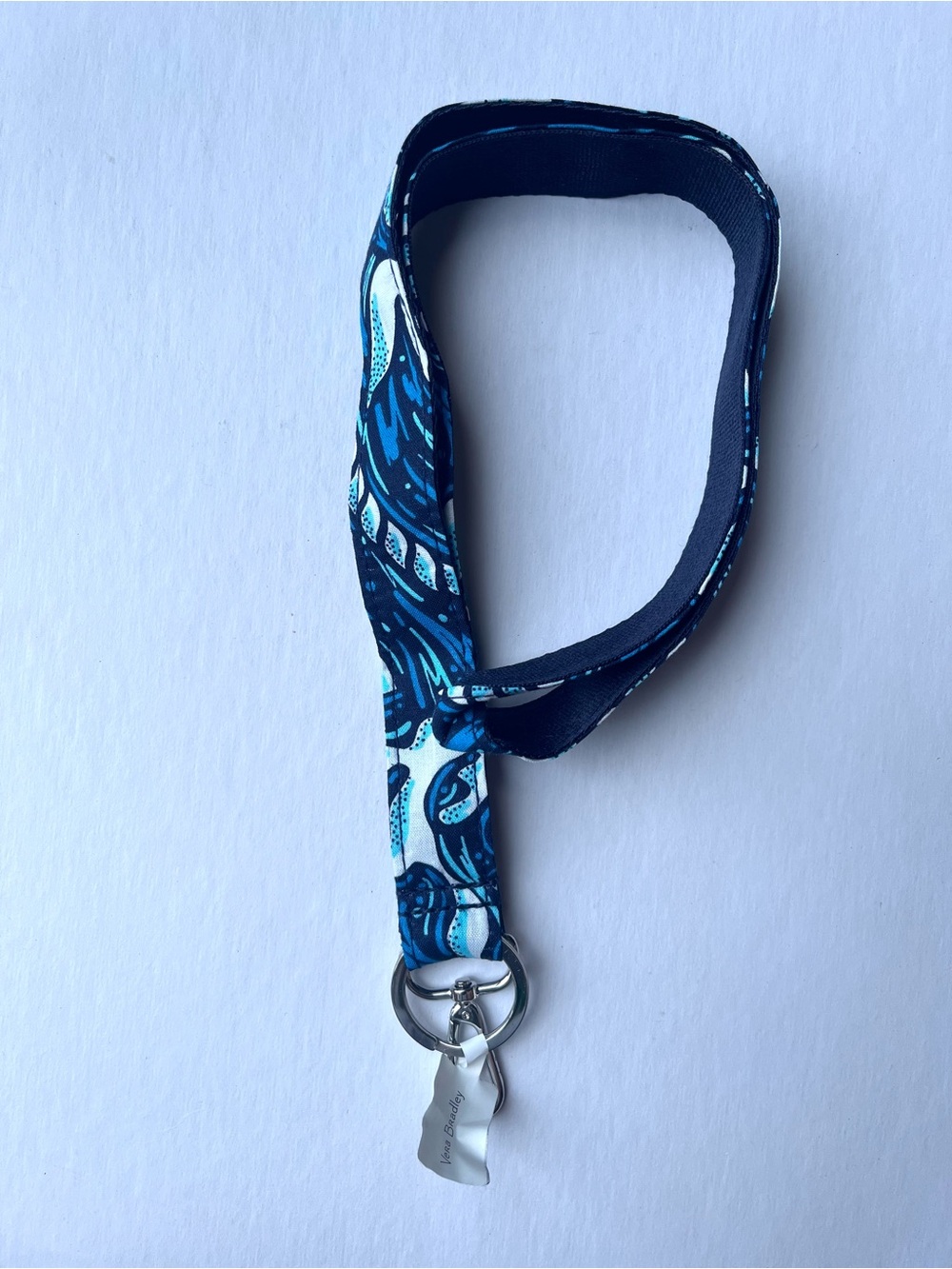 Vera Bradley Shore Enough Wide Lanyard NWT Key Holder Blue & White